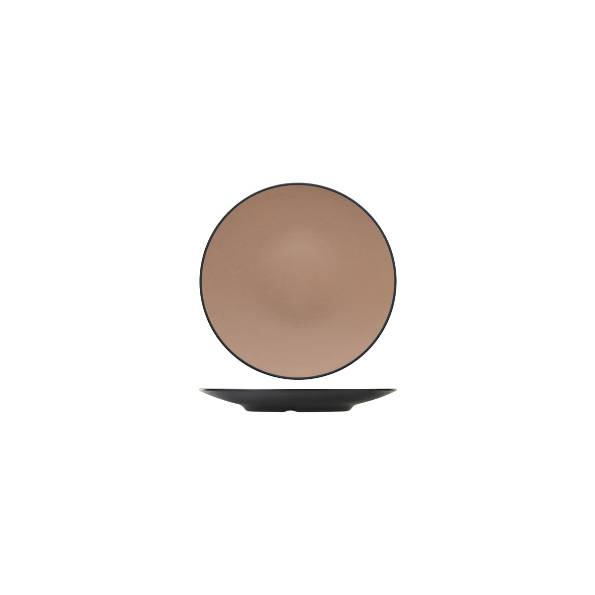 72.828201.BE COU COU Melamine Dual Colour Beige & Black Round Coupe Plate 167mm Globe Importers Adelaide Hospitality Supplies