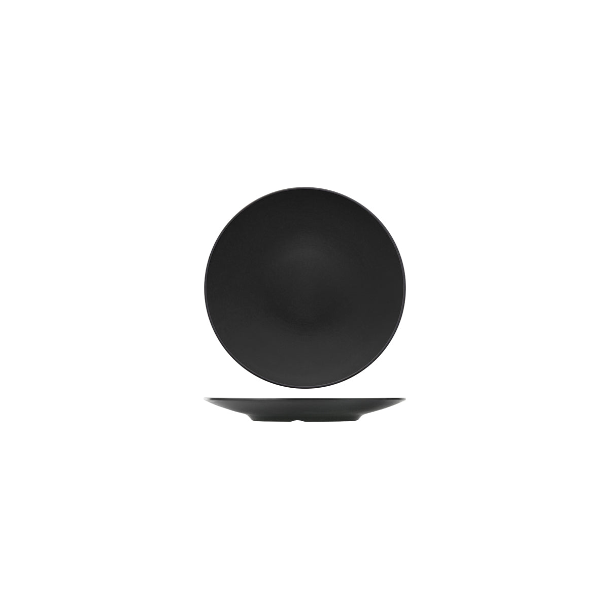 72.828201.BK COU COU Melamine Dual Colour Black & Black Round Coupe Plate 167mm Globe Importers Adelaide Hospitality Supplies