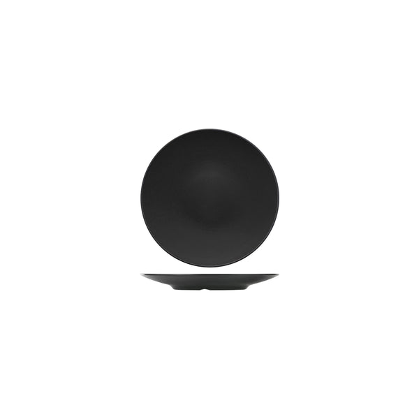 72.828201.BK COU COU Melamine Dual Colour Black & Black Round Coupe Plate 167mm Globe Importers Adelaide Hospitality Supplies