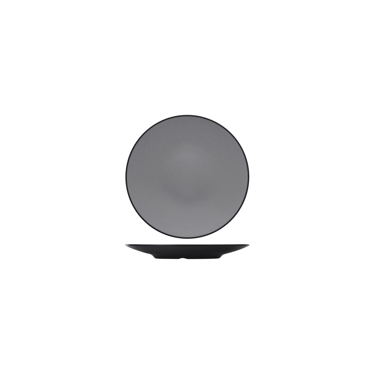 72.828201.G COU COU Melamine Dual Colour Grey & Black Round Coupe Plate 167mm Globe Importers Adelaide Hospitality Supplies
