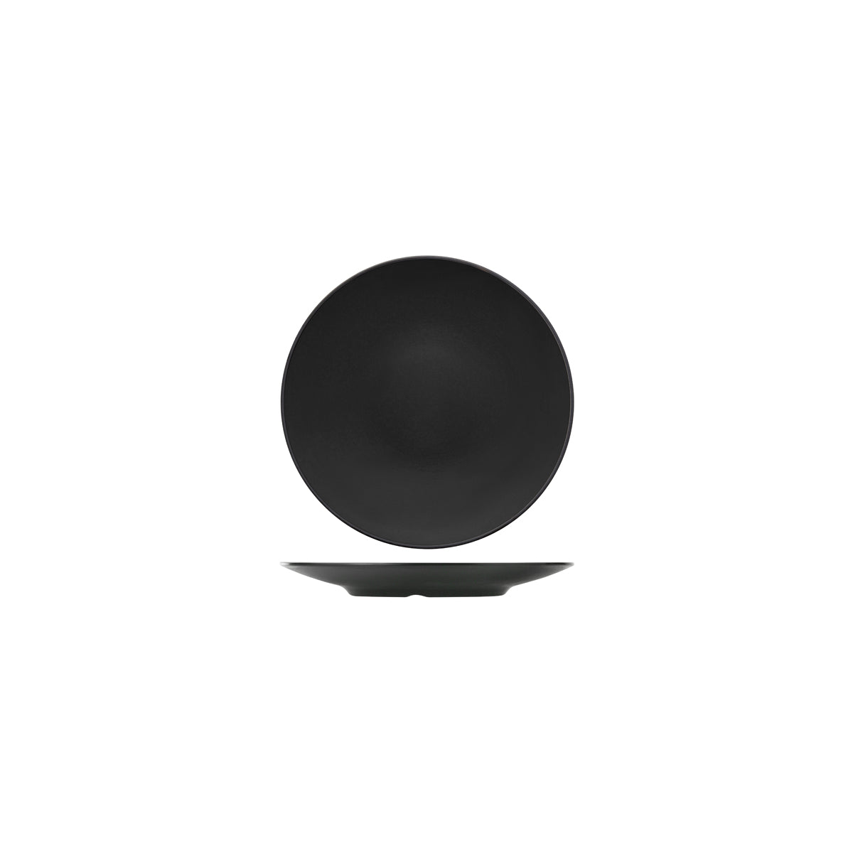 72.828202.BK COU COU Melamine Dual Colour Black & Black Round Coupe Plate 180mm Globe Importers Adelaide Hospitality Supplies