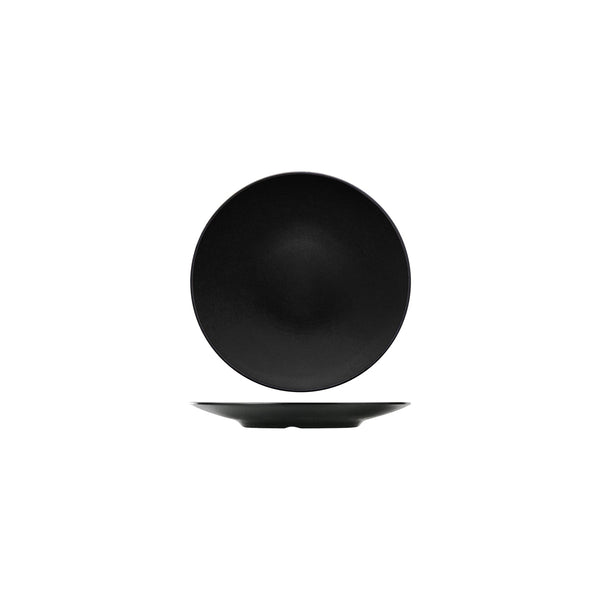 72.828203.BK COU COU Melamine Dual Colour Black & Black Round Coupe Plate 205mm Globe Importers Adelaide Hospitality Supplies