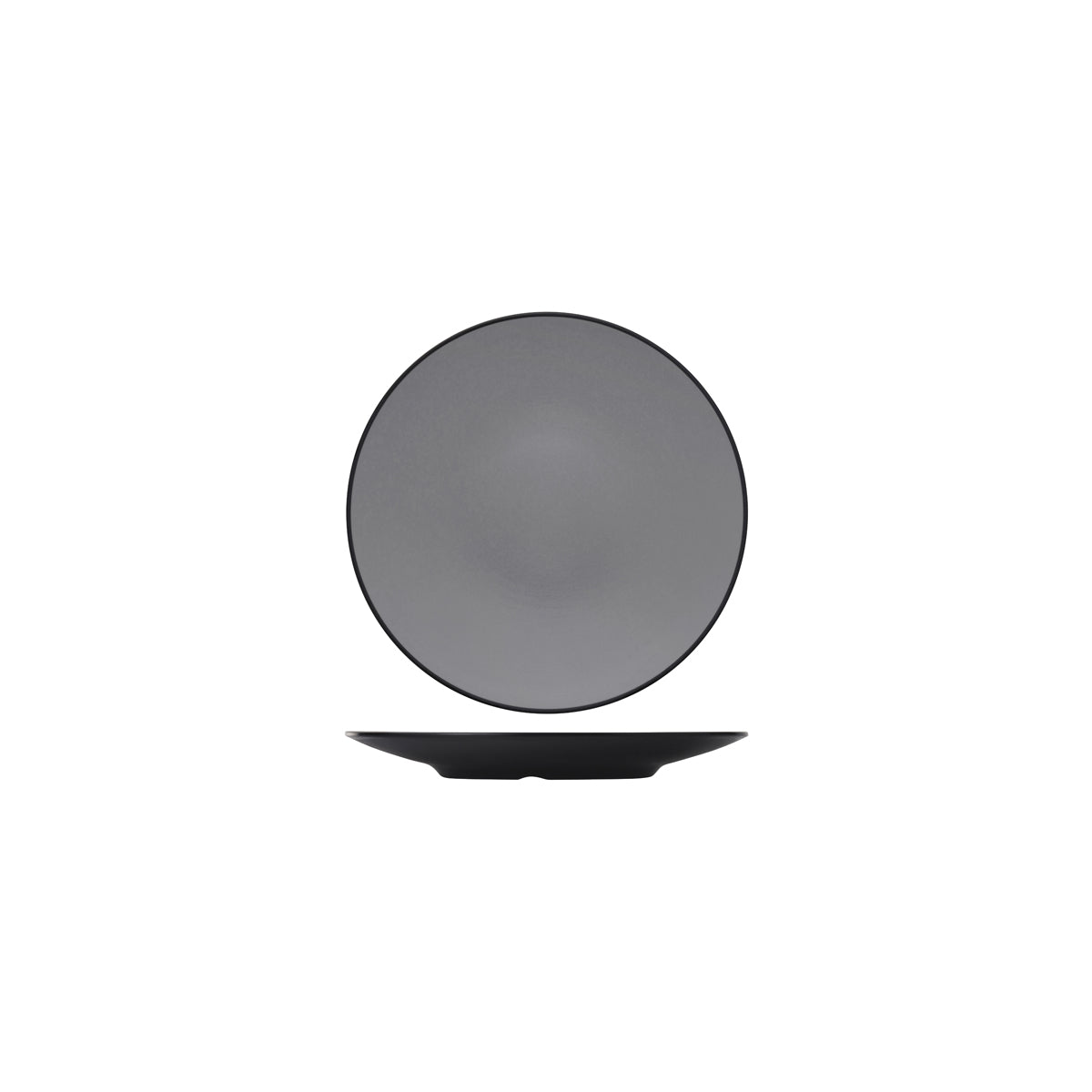 72.828203.G COU COU Melamine Dual Colour Grey & Black Round Coupe Plate 205mm Globe Importers Adelaide Hospitality Supplies
