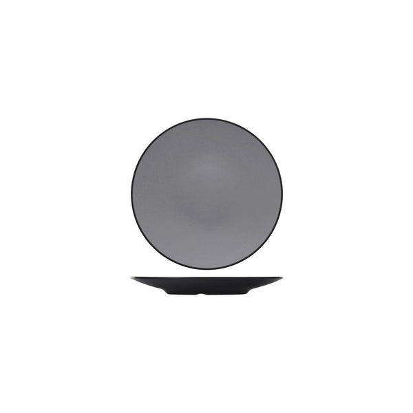 72.828203.G COU COU Melamine Dual Colour Grey & Black Round Coupe Plate 205mm Globe Importers Adelaide Hospitality Supplies