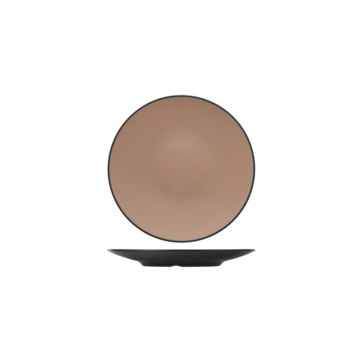 72.828204.BE COU COU Melamine Dual Colour Beige & Black Round Coupe Plate 230mm Globe Importers Adelaide Hospitality Supplies