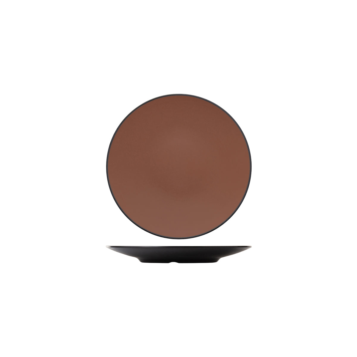 72.828204.BN COU COU Melamine Dual Colour Brown & Black Round Coupe Plate 230mm Globe Importers Adelaide Hospitality Supplies