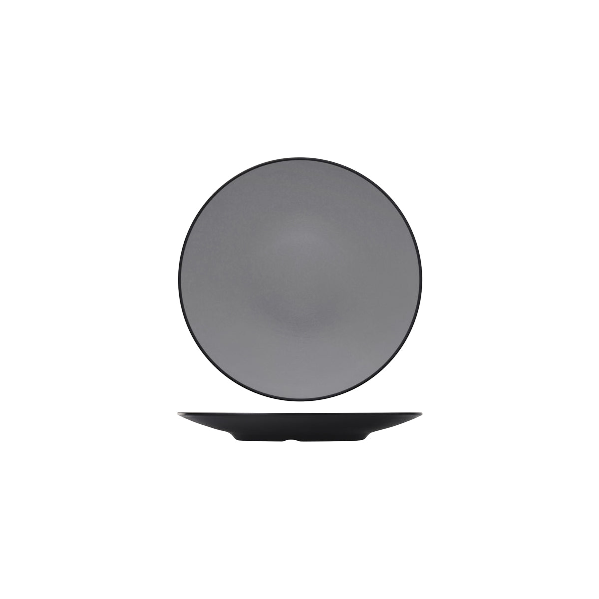 72.828204.G COU COU Melamine Dual Colour Grey & Black Round Coupe Plate 230mm Globe Importers Adelaide Hospitality Supplies