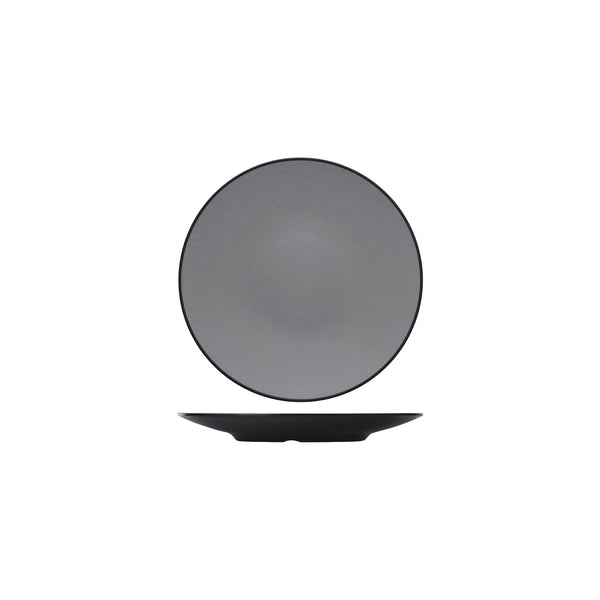 72.828204.G COU COU Melamine Dual Colour Grey & Black Round Coupe Plate 230mm Globe Importers Adelaide Hospitality Supplies