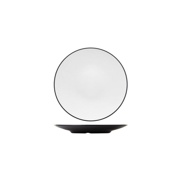 72.828204.W COU COU Melamine Dual Colour White & Black Round Coupe Plate 230mm Globe Importers Adelaide Hospitality Supplies