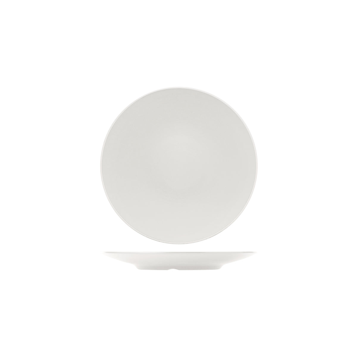72.828205.AW COU COU Melamine Dual Colour White & White Round Coupe Plate 250mm Globe Importers Adelaide Hospitality Supplies
