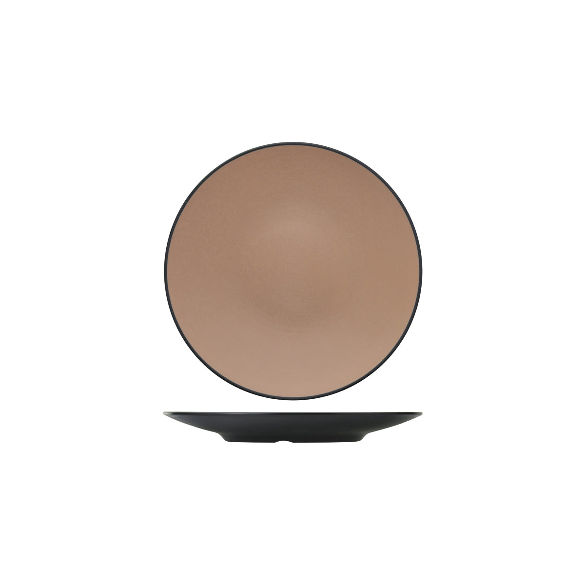 72.828205.BE COU COU Melamine Dual Colour Beige & Black Round Coupe Plate 250mm Globe Importers Adelaide Hospitality Supplies