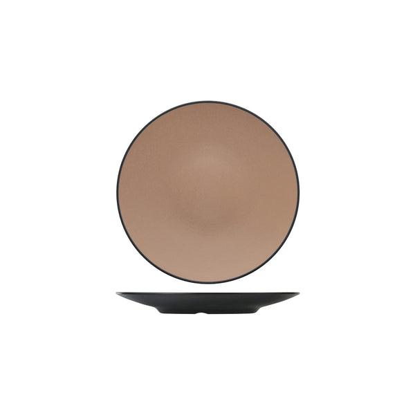 72.828205.BE COU COU Melamine Dual Colour Beige & Black Round Coupe Plate 250mm Globe Importers Adelaide Hospitality Supplies