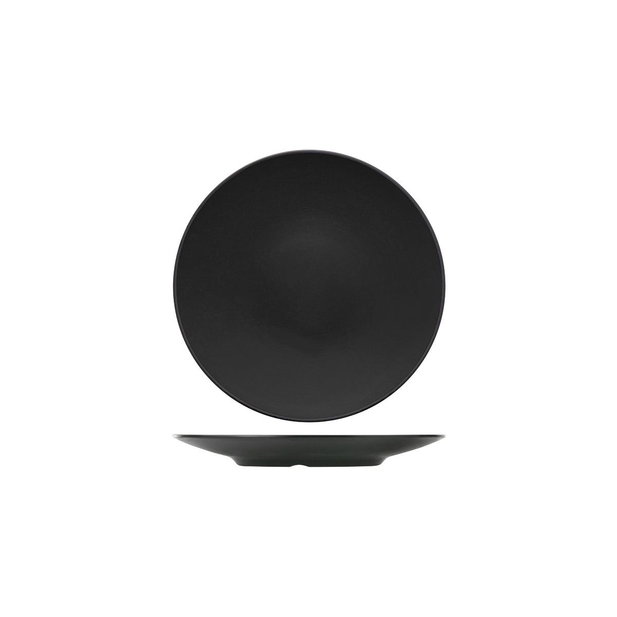 72.828205.BK COU COU Melamine Dual Colour Black & Black Round Coupe Plate 250mm Globe Importers Adelaide Hospitality Supplies