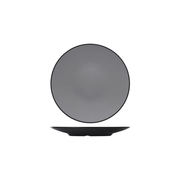 72.828205.G COU COU Melamine Dual Colour Grey & Black Round Coupe Plate 250mm Globe Importers Adelaide Hospitality Supplies