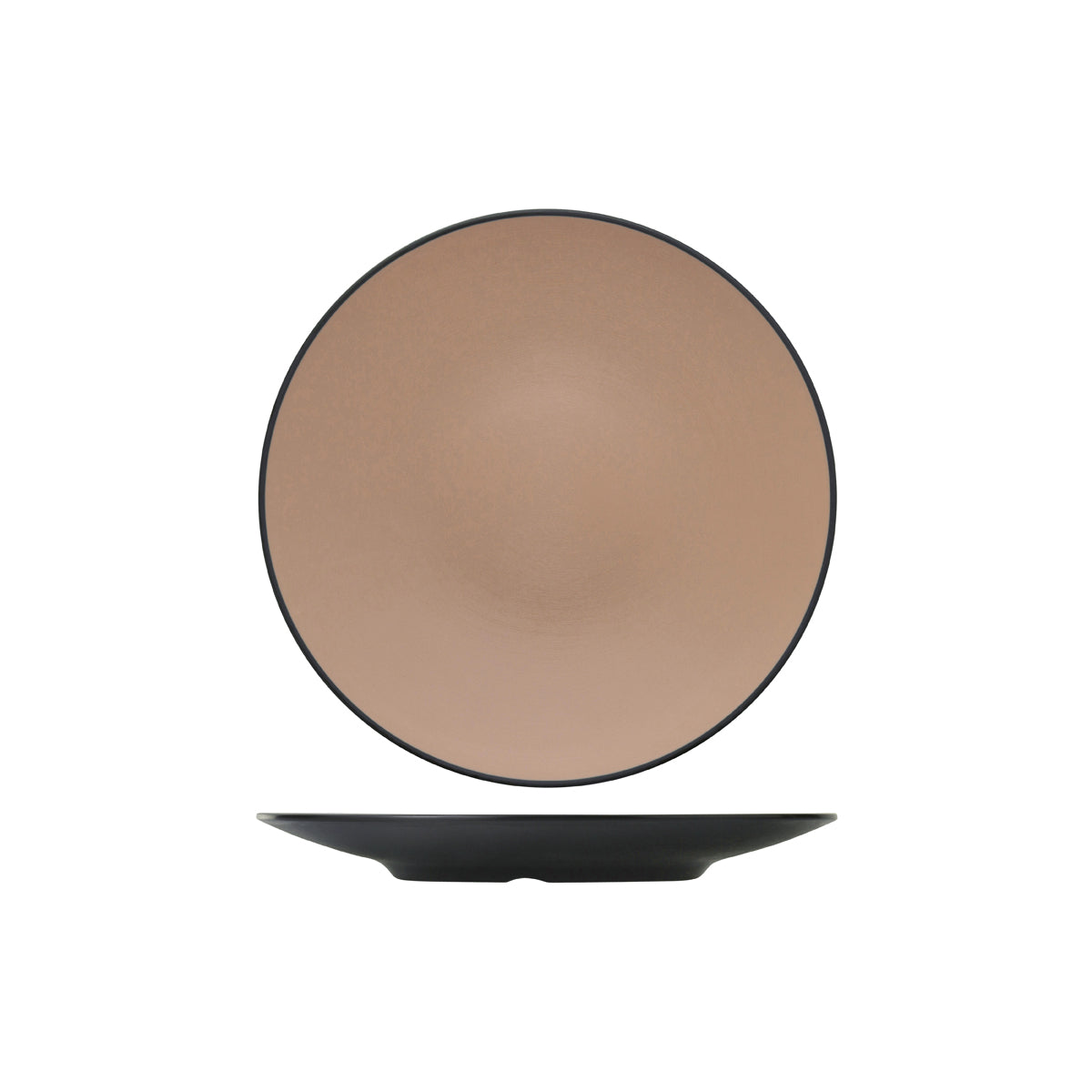72.828206.BE COU COU Melamine Dual Colour Beige & Black Round Coupe Plate 300mm Globe Importers Adelaide Hospitality Supplies