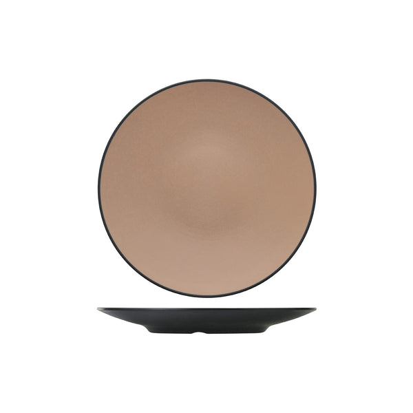 72.828206.BE COU COU Melamine Dual Colour Beige & Black Round Coupe Plate 300mm Globe Importers Adelaide Hospitality Supplies