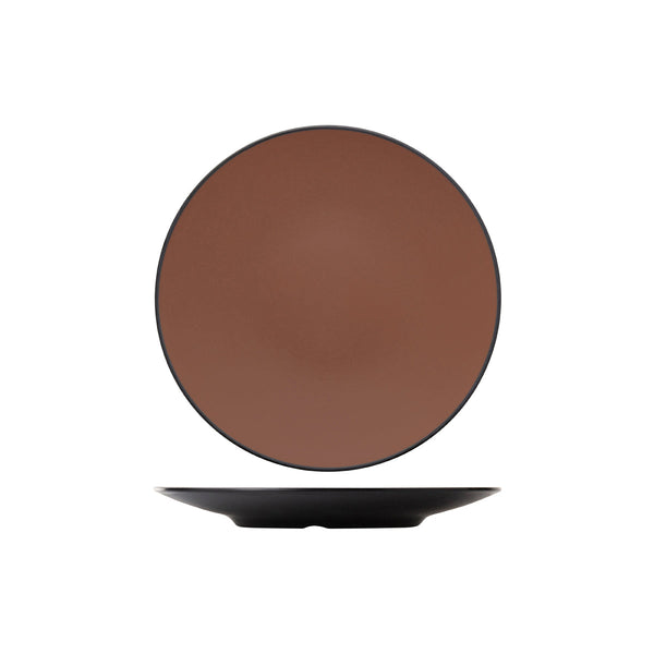 72.828206.BN COU COU Melamine Dual Colour Brown & Black Round Coupe Plate 300mm Globe Importers Adelaide Hospitality Supplies