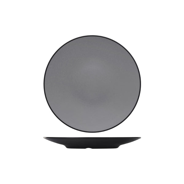 72.828206.G COU COU Melamine Dual Colour Grey & Black Round Coupe Plate 300mm Globe Importers Adelaide Hospitality Supplies