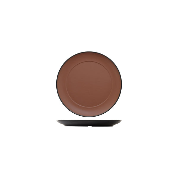 72.828221.BN COU COU Melamine Dual Colour Brown & Black Round Plate Wide Rim 210mm Globe Importers Adelaide Hospitality Supplies