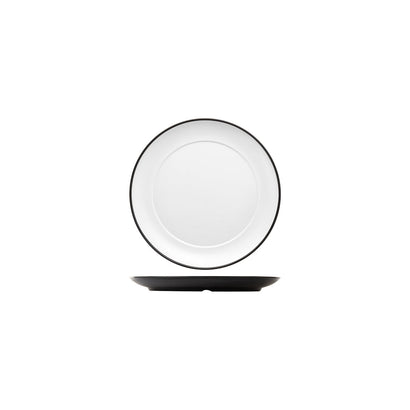 COU COU Melamine Dual Colour White & Black Round Plate Wide Rim 210mm