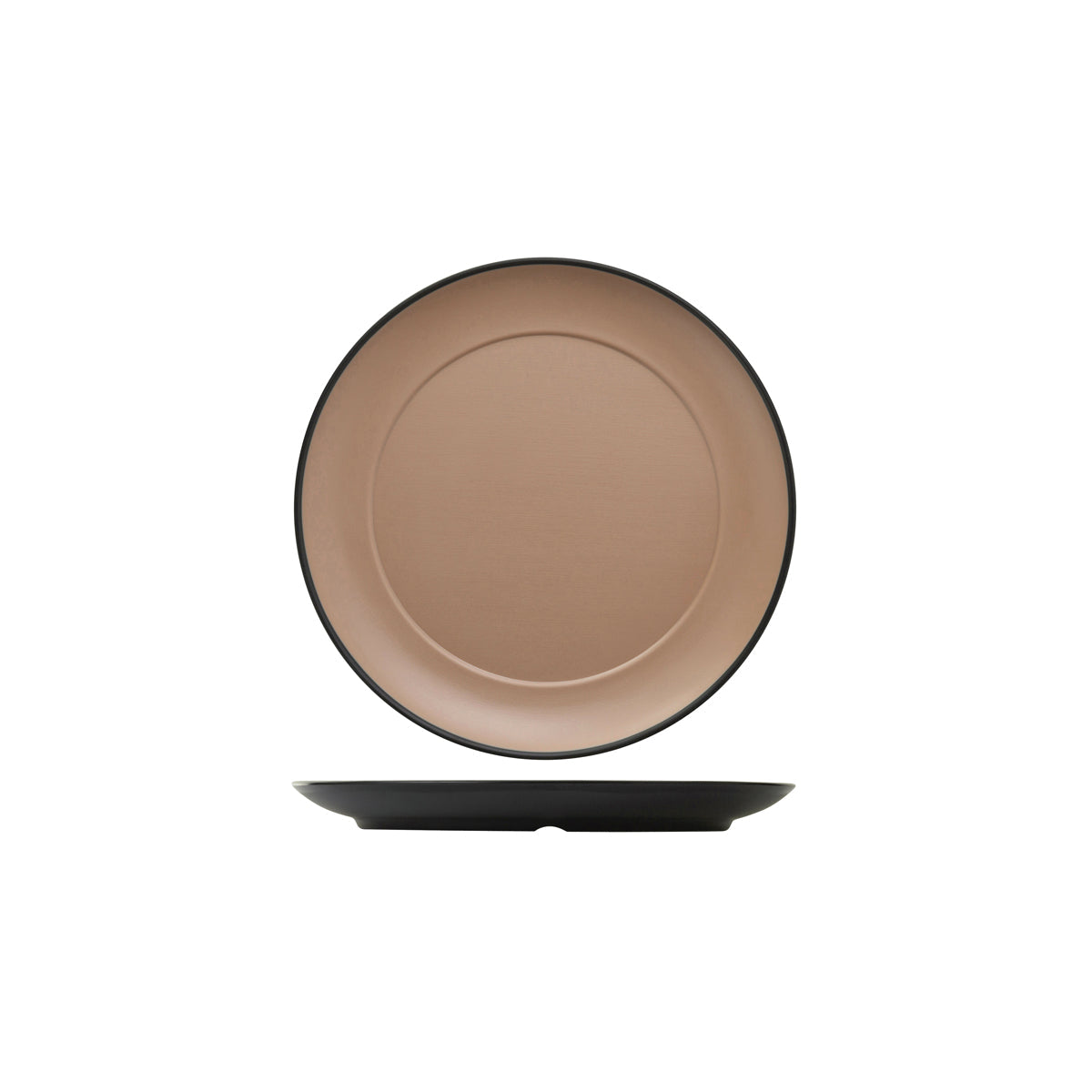 72.828222.BE COU COU Melamine Dual Colour Beige & Black Round Plate Wide Rim 260mm Globe Importers Adelaide Hospitality Supplies