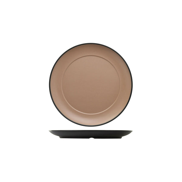 72.828222.BE COU COU Melamine Dual Colour Beige & Black Round Plate Wide Rim 260mm Globe Importers Adelaide Hospitality Supplies