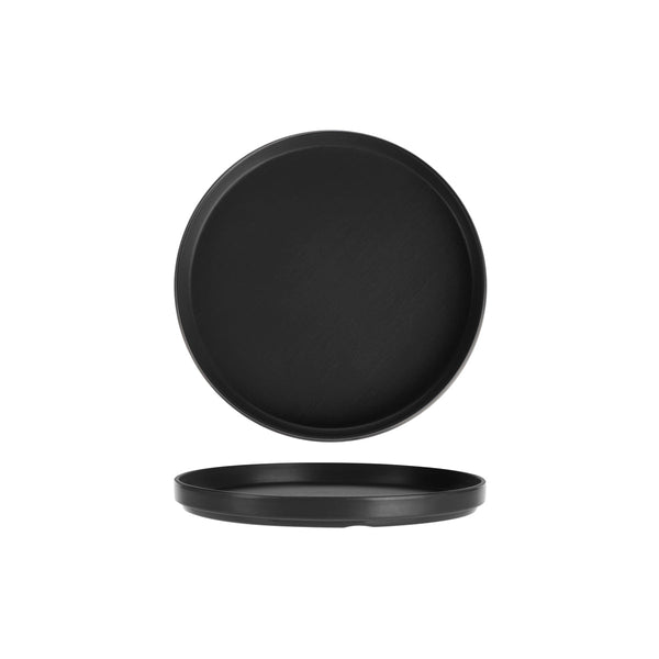 72.828233.BK COU COU Melamine Dual Colour Black & Black Stackable Round Plate 270mm Globe Importers Adelaide Hospitality Supplies