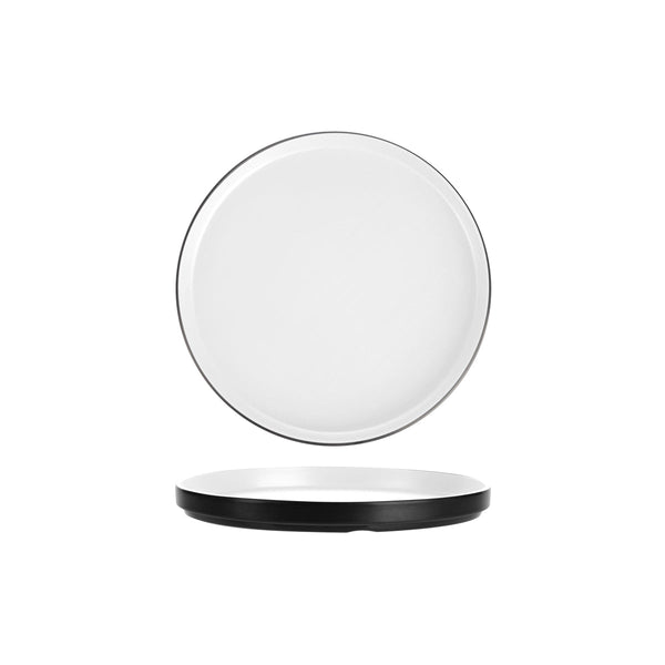 72.828233.W COU COU Melamine Dual Colour White & Black Stackable Round Plate 270mm Globe Importers Adelaide Hospitality Supplies