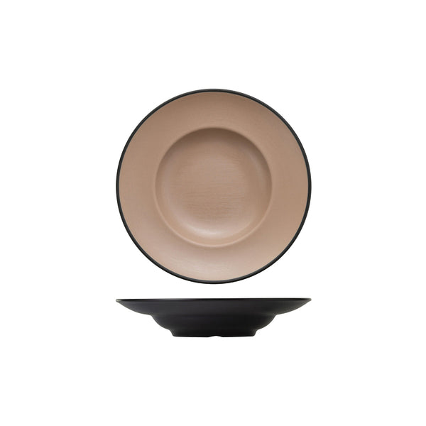 72.828242.BE COU COU Melamine Dual Colour Beige & Black Pasta / Soup Bowl 260mm Globe Importers Adelaide Hospitality Supplies