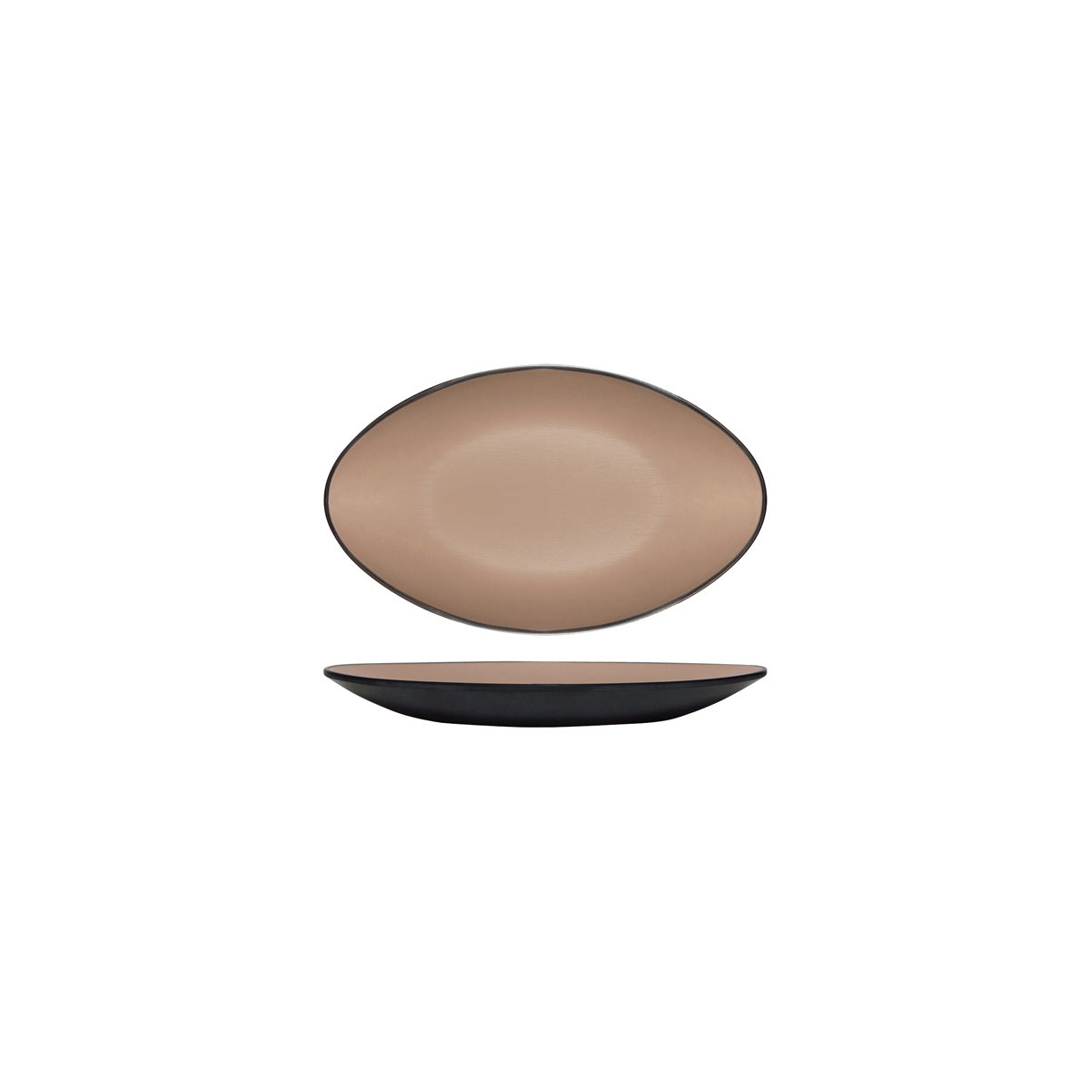 72.828261.BE COU COU Melamine Dual Colour Beige & Black Oval Plate 245x150mm Globe Importers Adelaide Hospitality Supplies