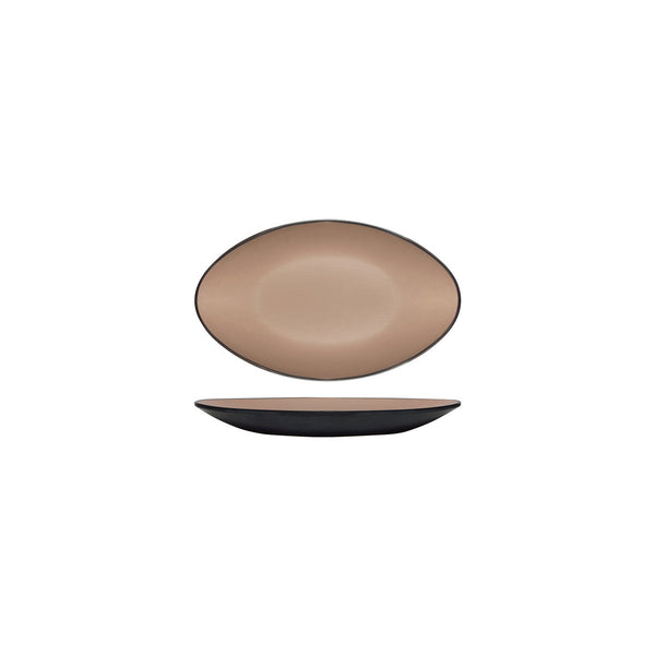 72.828261.BE COU COU Melamine Dual Colour Beige & Black Oval Plate 245x150mm Globe Importers Adelaide Hospitality Supplies