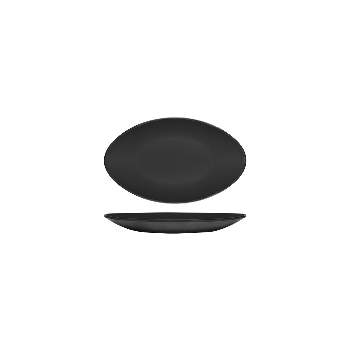 72.828261.BK COU COU Melamine Dual Colour Black & Black Oval Plate 245x150mm Globe Importers Adelaide Hospitality Supplies