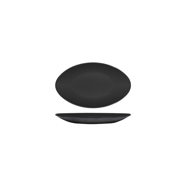 72.828261.BK COU COU Melamine Dual Colour Black & Black Oval Plate 245x150mm Globe Importers Adelaide Hospitality Supplies