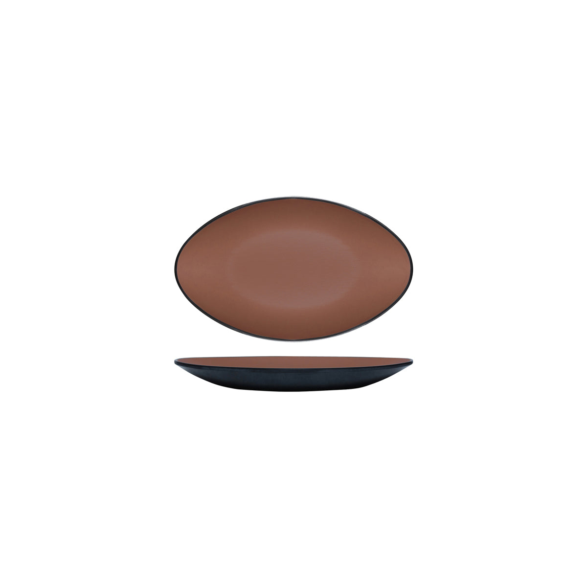 72.828261.BN COU COU Melamine Dual Colour Brown & Black Oval Plate 245x150mm Globe Importers Adelaide Hospitality Supplies