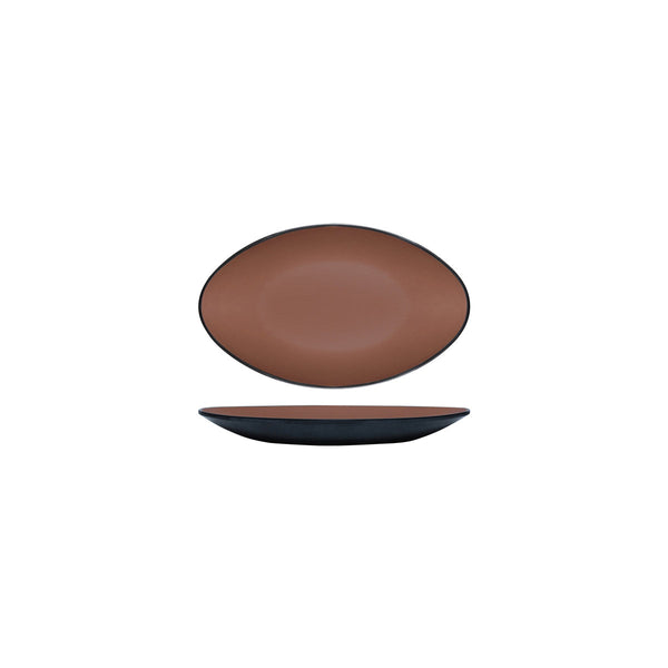 72.828261.BN COU COU Melamine Dual Colour Brown & Black Oval Plate 245x150mm Globe Importers Adelaide Hospitality Supplies