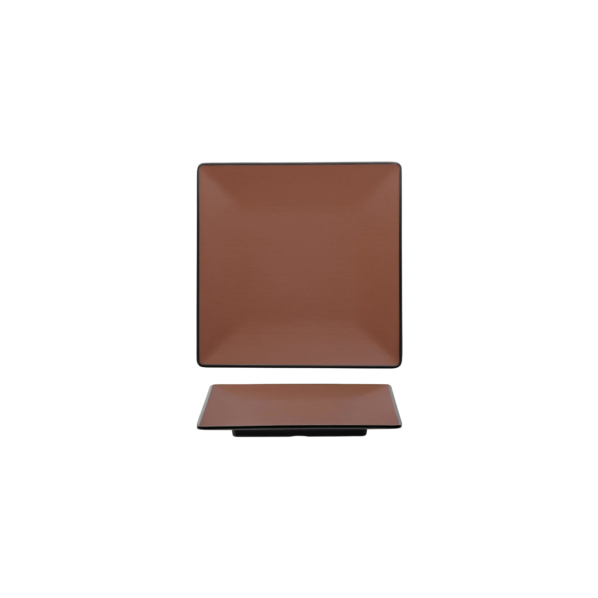 72.828301.BN COU COU Melamine Dual Colour Brown & Black Square Plate 175x175mm Globe Importers Adelaide Hospitality Supplies