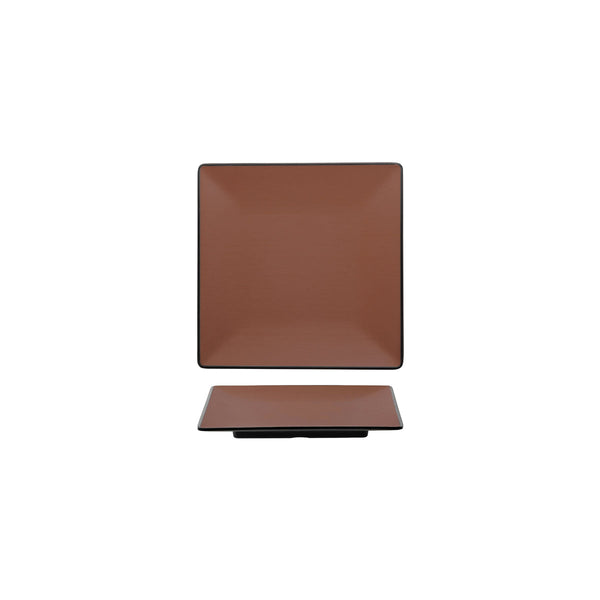 72.828301.BN COU COU Melamine Dual Colour Brown & Black Square Plate 175x175mm Globe Importers Adelaide Hospitality Supplies