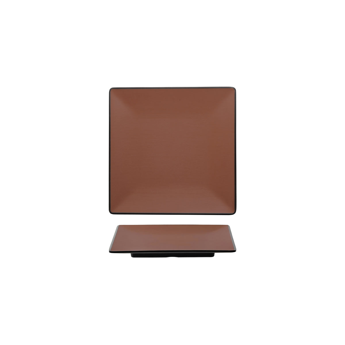 72.828302.BN COU COU Melamine Dual Colour Brown & Black Square Plate 240x240mm Globe Importers Adelaide Hospitality Supplies
