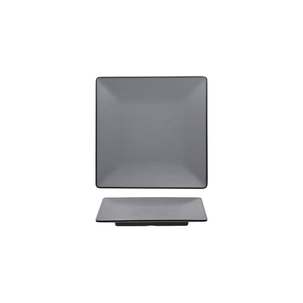 72.828302.G COU COU Melamine Dual Colour Grey & Black Square Plate 240x240mm Globe Importers Adelaide Hospitality Supplies