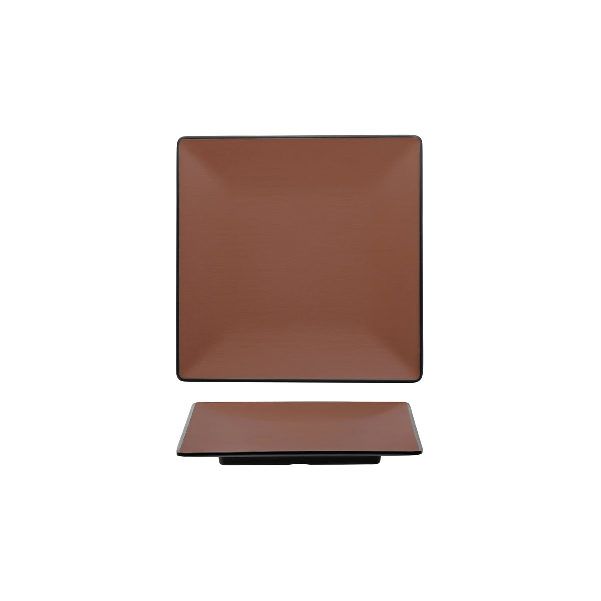 72.828303.BN COU COU Melamine Dual Colour Brown & Black Square Plate 220x220mm Globe Importers Adelaide Hospitality Supplies