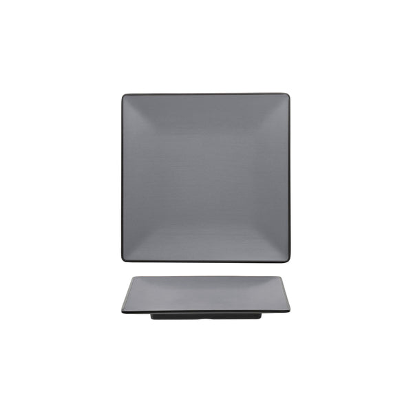 72.828303.G COU COU Melamine Dual Colour Grey & Black Square Plate 220x220mm Globe Importers Adelaide Hospitality Supplies