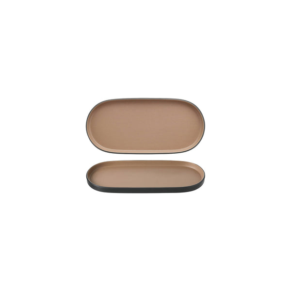 72.828311.BE COU COU Melamine Dual Colour Beige & Black Oblong Platter 235x110mm Globe Importers Adelaide Hospitality Supplies