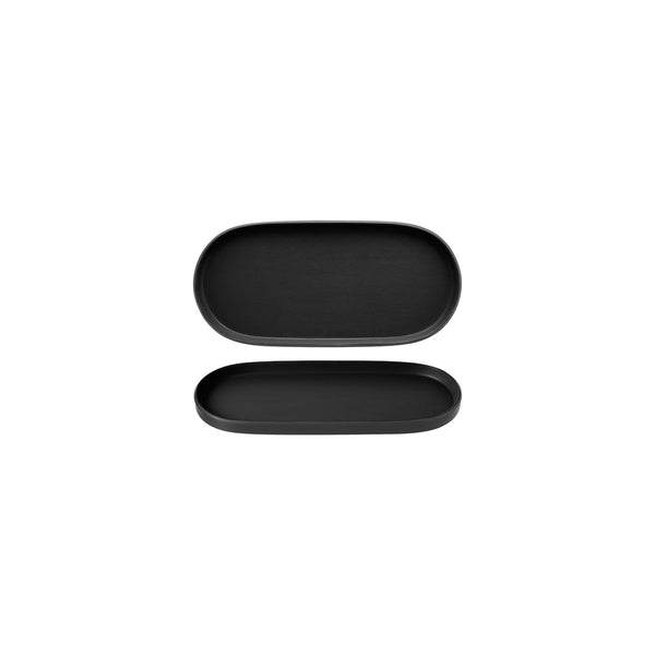 72.828311.BK COU COU Melamine Dual Colour Black & Black Oblong Platter 235x110mm Globe Importers Adelaide Hospitality Supplies