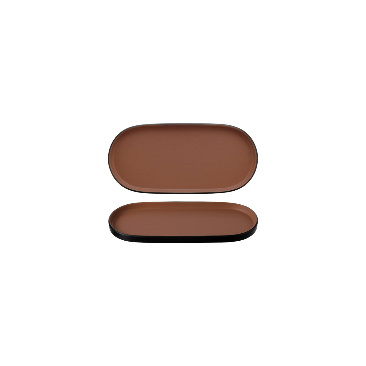 72.828311.BN COU COU Melamine Dual Colour Brown & Black Oblong Platter 235x110mm Globe Importers Adelaide Hospitality Supplies