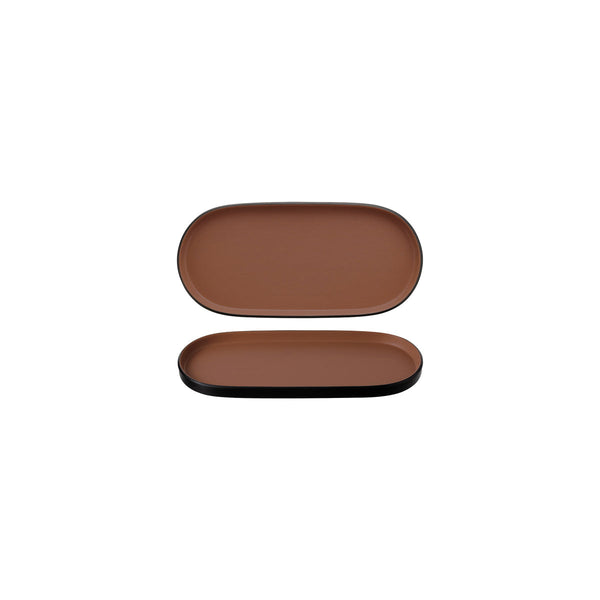 72.828311.BN COU COU Melamine Dual Colour Brown & Black Oblong Platter 235x110mm Globe Importers Adelaide Hospitality Supplies