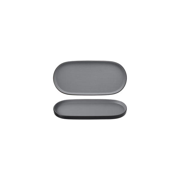 72.828311.G COU COU Melamine Dual Colour Grey & Black Oblong Platter 235x110mm Globe Importers Adelaide Hospitality Supplies