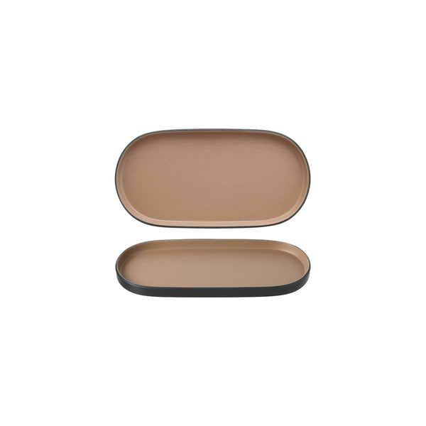 72.828312.BE COU COU Melamine Dual Colour Beige & Black Oblong Platter 260x130mm Globe Importers Adelaide Hospitality Supplies
