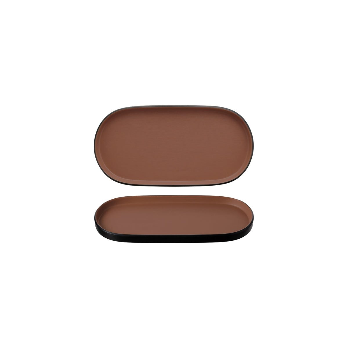 72.828312.BN COU COU Melamine Dual Colour Brown & Black Oblong Platter 260x130mm Globe Importers Adelaide Hospitality Supplies