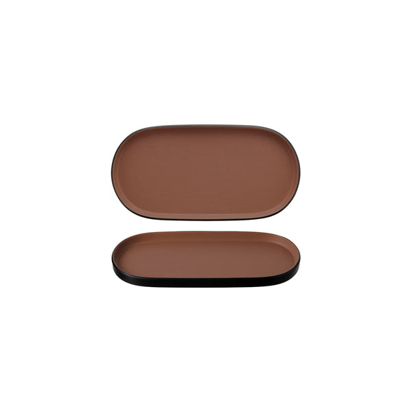 72.828312.BN COU COU Melamine Dual Colour Brown & Black Oblong Platter 260x130mm Globe Importers Adelaide Hospitality Supplies