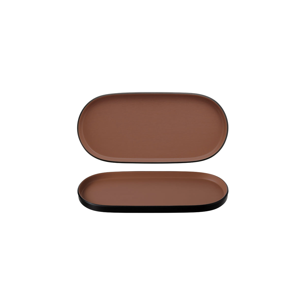 72.828313.BN COU COU Melamine Dual Colour Brown & Black Oblong Platter 290x130mm Globe Importers Adelaide Hospitality Supplies